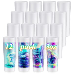 hsei 12 pcs sublimation frosted shot glasses 3 oz personalized sublimation glass cups with heavy base sublimation wine tumbler for wine beer vodka whiskey espresso