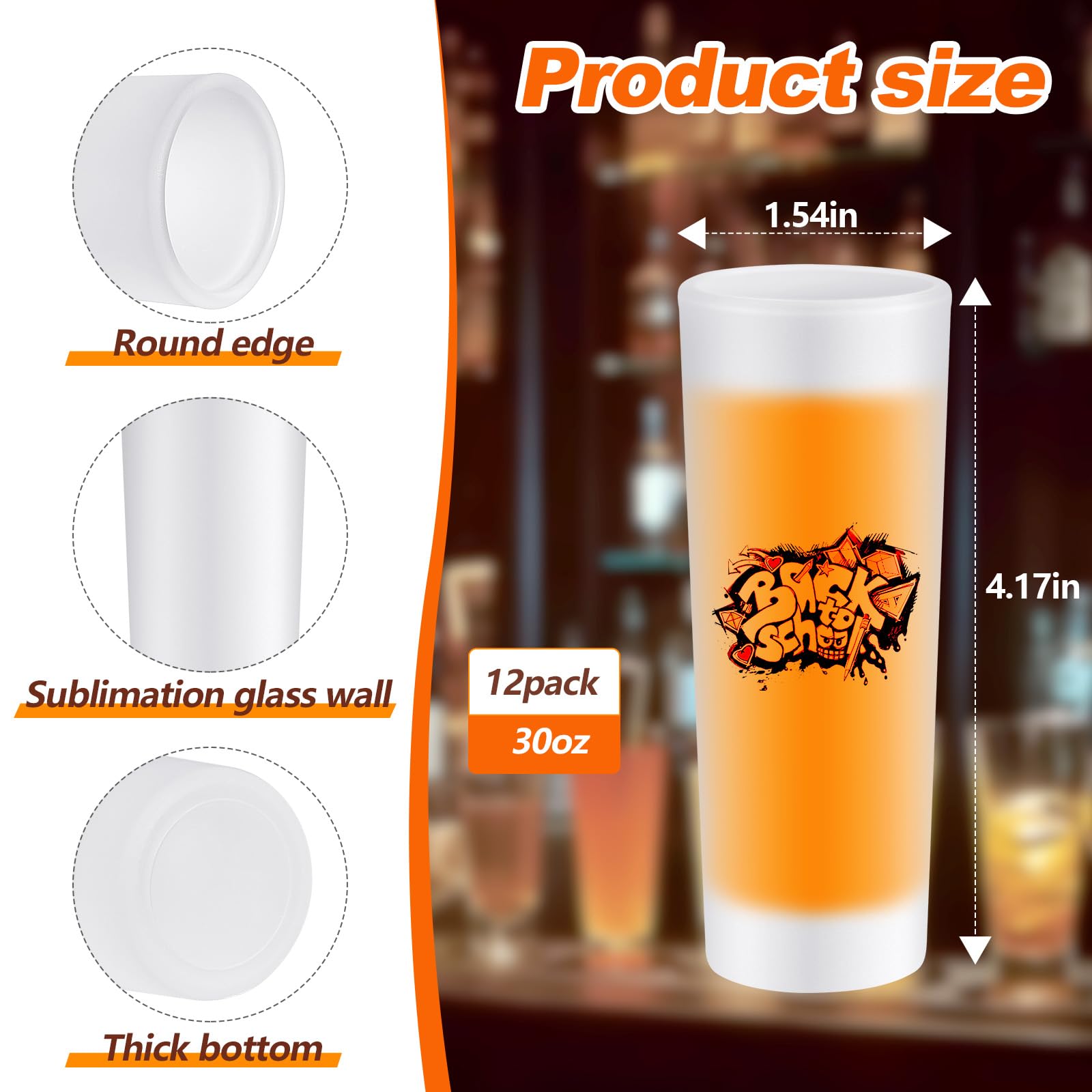 Hsei 12 Pcs Sublimation Frosted Shot Glasses 3 oz Personalized Sublimation Glass Cups with Heavy Base Sublimation Wine Tumbler for Wine Beer Vodka Whiskey Espresso