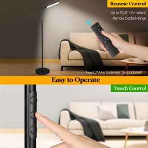 LED Floor Lamp, 18W Super Bright Floor Lamp for Living Room, Adjustable Stepless Colors & Brightness Gooseneck Standing Lamp, Eye Caring Reading Light with Remote& Touch Control for Bedroom Office