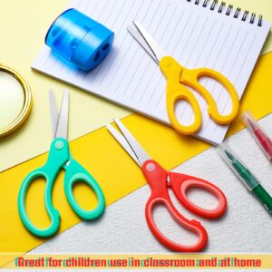 Lanties 96 Pcs Kids Scissors Bulk Student Stainless Steel Scissors Safety Blunt Tip Scissors for Craft School Home Classrooms Supplies (Red, Green, Yellow)