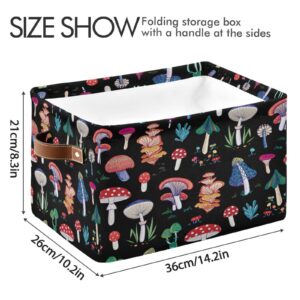 DEHOZO Storage Basket Bins, Colorful Mushrooms Pattern Collapsible Storage Cubes Organizer with Handles, Closet Shelves Clothes Storage Box Toys Organizer for Bedroom Living Room, 2pcs