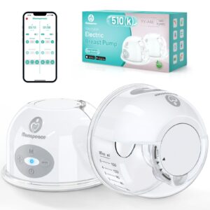 momspeace breast pump hands free, breast pump with app, hands free breast pump wireless, wearable breast pump portable with timer & remote, electric breast pump with 2 modes & 12 levels-24mm, 2 pack