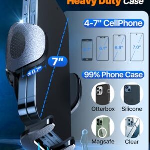 【Military-Grade Stable Suction】 Cell Phone Holder for Car,【Flexible Telescopic Arm】 360° Rotatable Stand Dashboard Windshield Cellphone Mount for iPhone 15 14 13 12 Samsung Smartphone Truck, Black