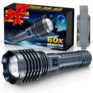 super bright rechargeable flashlights 1200000 high lumen, powerful led flashlight, ipx7 waterproof floodlight & spotlight flashlight 2-in-1 w/5 modes for camping, emergency, search & rescue