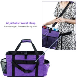 FRECOLSH XL Cleaning Caddy, Purple, Unisex, Oxford Polyester with Padding, Waterproof Interior, Adjustable 5 Compartments, Padded Carry Handle, D-Rings and Clips, 17"