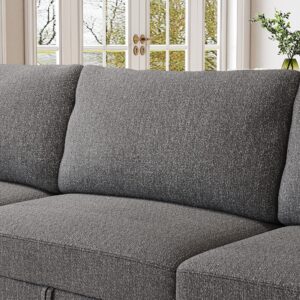 HONBAY Loveseat Sofa with Storage Seat, 2 Seater Couch Oversized Modular Sofa Love Seats for Living Room, Light Grey