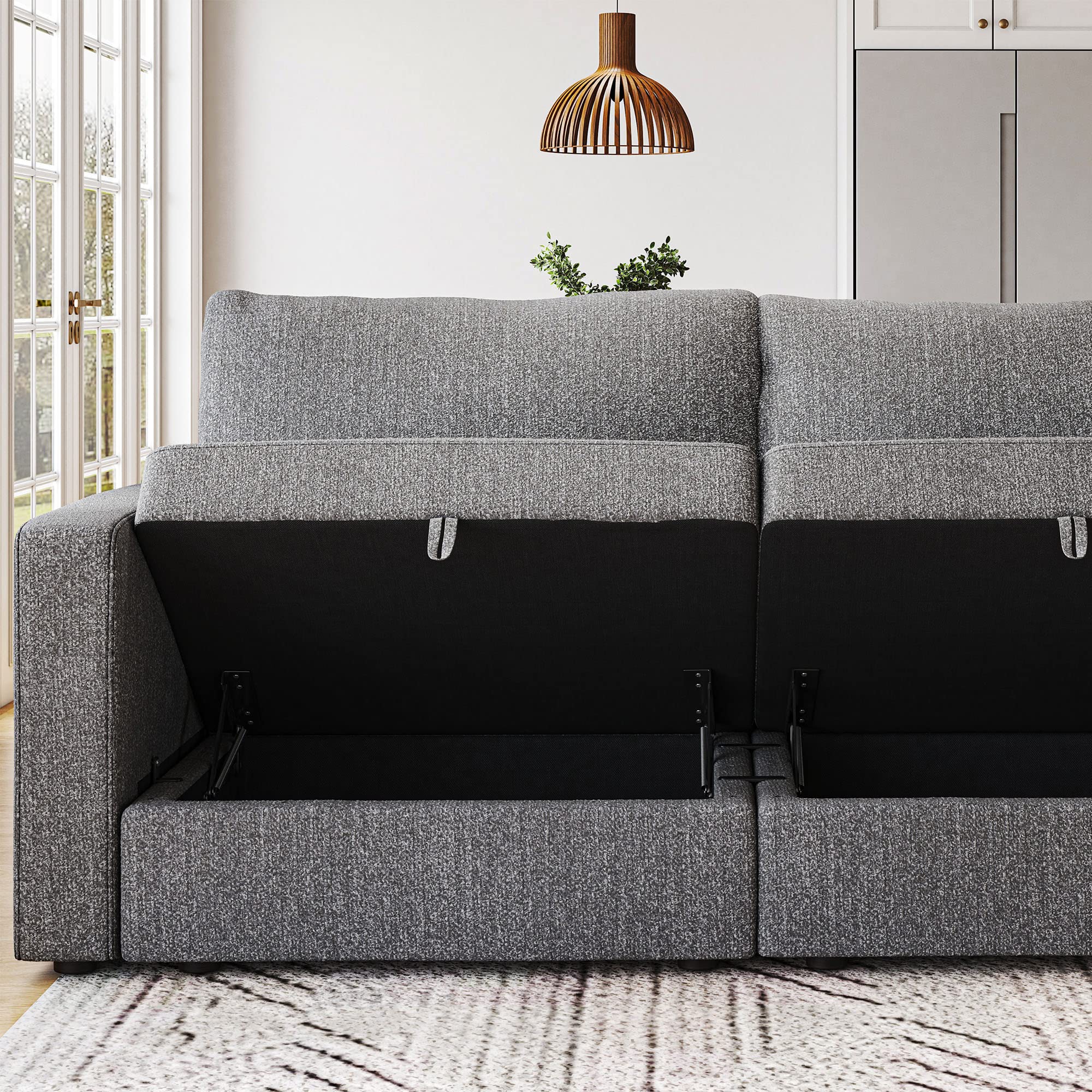 HONBAY Loveseat Sofa with Storage Seat, 2 Seater Couch Oversized Modular Sofa Love Seats for Living Room, Light Grey