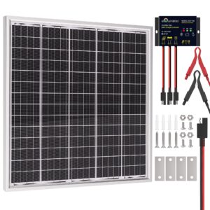 solperk 50w 24v solar panel, solar battery trickle charger maintainer with 10a charge controller for trailer tractor truck boat marine motorcycle rv car gate opener