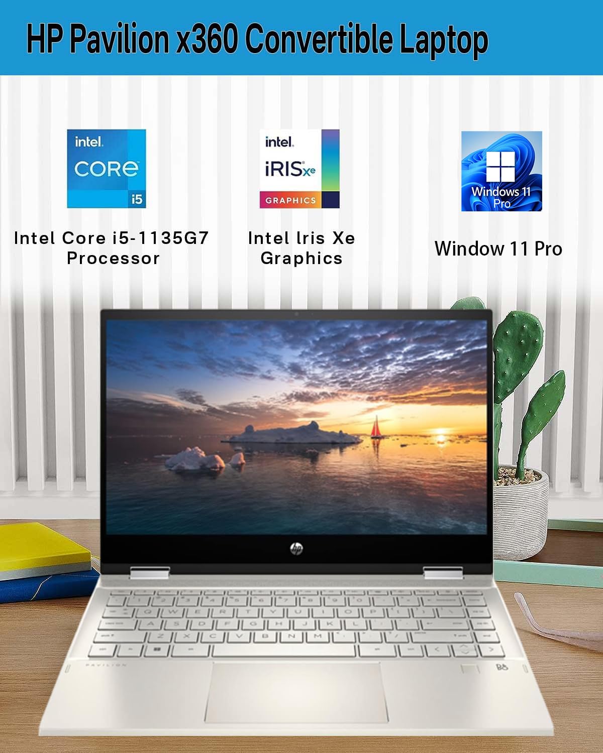 HP Pavilion x360 2-in-1 Laptop, 14 inch FHD Touch Screen, Intel Core i5-1135G7, Windows 11 Pro (16GB RAM | 512GB SSD)