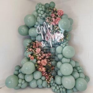 Dusty Green Balloons Garland Arch Kit 143pcs Pastel Dusty Mint Green Balloons Different Sizes 24In 10In 5In Latex Balloon For Birthday Baby shower Wedding Party Decoration