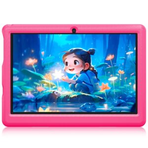 paxodo kids tablet 10.1 inch, 32gb rom android 12 tablet pc ips hd 5000mah kid-proof case tablets (pink)