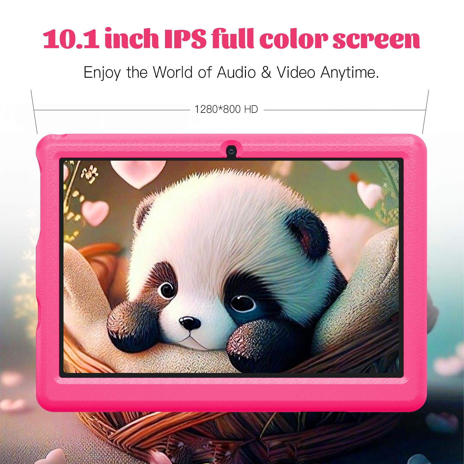 Paxodo Kids Tablet 10.1 inch, 32GB ROM Android 12 Tablet PC IPS HD 5000mAh Kid-Proof Case Tablets (Pink)