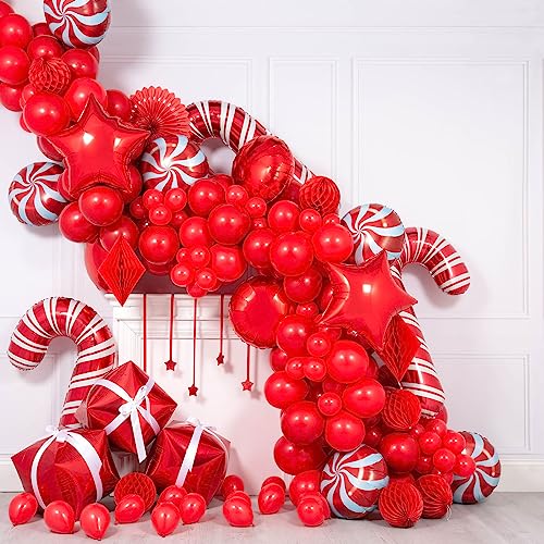 CUTEUP Red Balloons Garland Arch Kit - 154 pcs 5/10/12/18 Red Inch Different Sizes Premium Party Latex Balloons excellent for Birthday Party Baby Shower Wedding Decorations