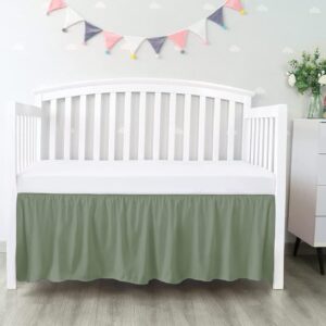 Crib Ruffle Bed Skirt Microfiber Nursery Bedding Skirt for Baby Girls (28” x 52” x 14’’) Sage Solid