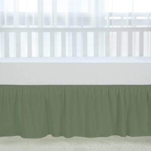 Crib Ruffle Bed Skirt Microfiber Nursery Bedding Skirt for Baby Girls (28” x 52” x 14’’) Sage Solid