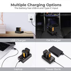 K&F Concept NP-FZ100 Battery and Dual Slot Charger Set for Sony A7iii, A7iv, A7C, ZV-E1, FX3, FX30, A9, A6600, Alpha 9, Alpha 9S, A9S, A7R3, A7R4 Camera Batteries, 2280mAH