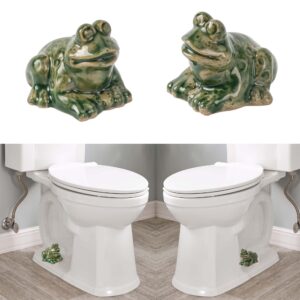 toilet bolt caps, decorative toilet bolt covers, ceramic cute frog covers toilet bolts bathroom decor easy installation set of 2(green frog)