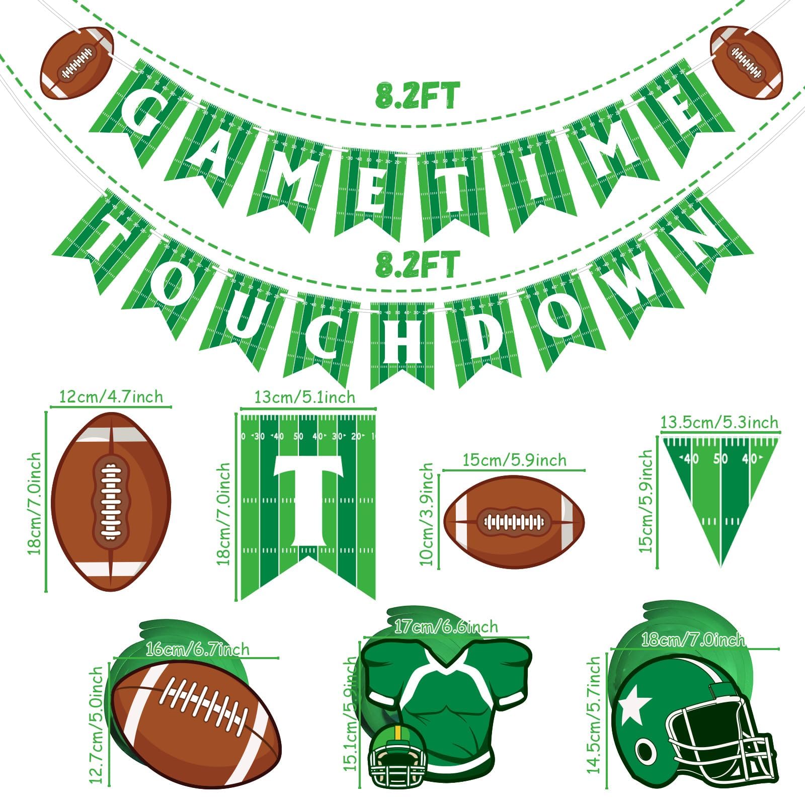 Football Hanging Swirl Banner Decorations Supplies Include Game Time Touch Down Banner Pennant Banner Hanging Spirals for Sport Tailgate Game Day Birthday Party