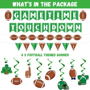 Football Hanging Swirl Banner Decorations Supplies Include Game Time Touch Down Banner Pennant Banner Hanging Spirals for Sport Tailgate Game Day Birthday Party