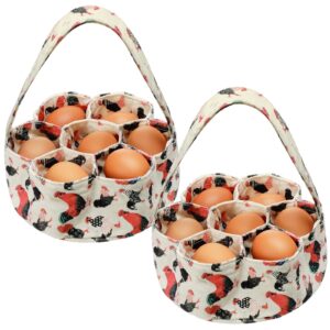 2 pieces egg bags egg basket mini egg collecting basket egg gathering basket with 7 pouches for farmhouse chicken hen duck goose housewife garden transporting storage, 8 x 2.6 inch (cute)