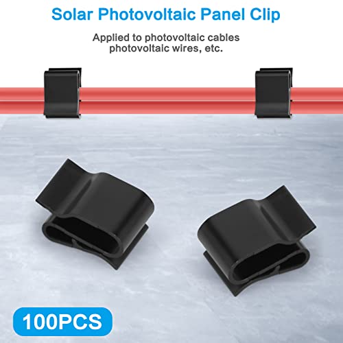 Nikou 100 pcs Plastic Solar Photovoltaic Panel Wire Clips PV Cable Clamp Trailer Frame Wire Clips are Suitable for Solar Frame or Bracket Clamping with Thickness in The Range of 1.0mm-3.2mm.
