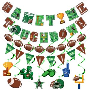 football hanging swirl decorations football birthday banner supplies include touch down game time pennant banner hanging spirals for sport tailgate game day party