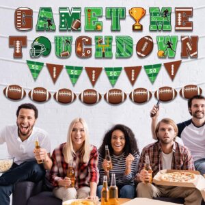 Football Hanging Swirl Decorations Football Birthday Banner Supplies Include Touch Down Game Time Pennant Banner Hanging Spirals for Sport Tailgate Game Day Party