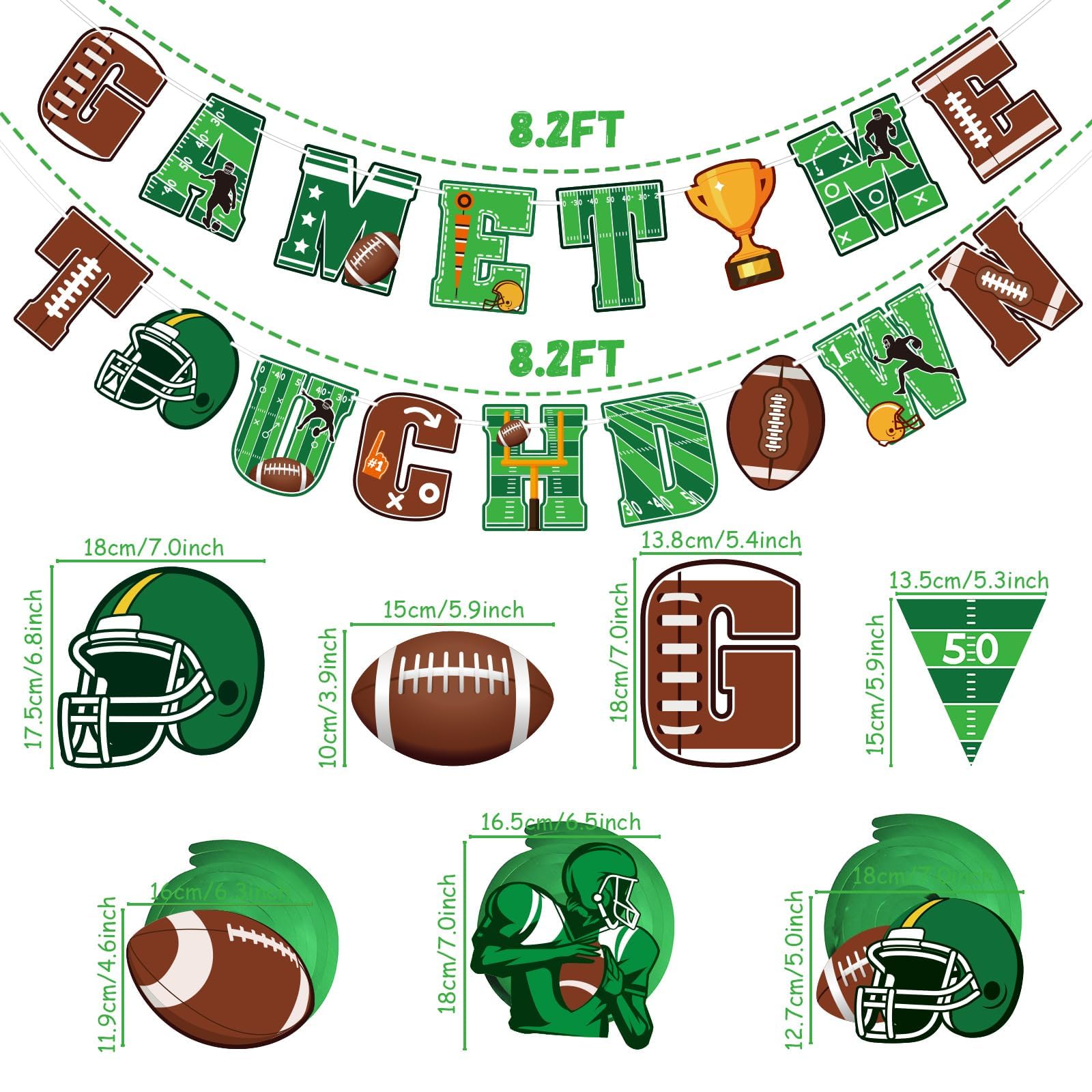 Football Hanging Swirl Decorations Football Birthday Banner Supplies Include Touch Down Game Time Pennant Banner Hanging Spirals for Sport Tailgate Game Day Party