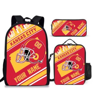 quzeoxb custom kansas city backpack 3pcs personalized school backpacks with lunch box pen pouch gift for boys girls