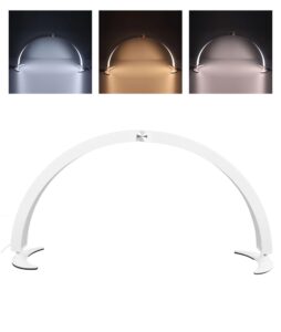 jectse half moon desk lamp, 28 inch nail desk lamp led half moon light nail light with 10 brightness and 7 colors, dimmable half moon lamp for nails lash extension tattoo (us plug)