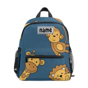 glaphy custom kid's name backpack, cute giraffe cute monkey toddler backpack for daycare travel, personalized name preschool bookbags for boys girls