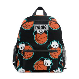 glaphy custom kid's name backpack panda sport basketball toddler backpack for daycare travel personalized name preschool bookbag for boys girls