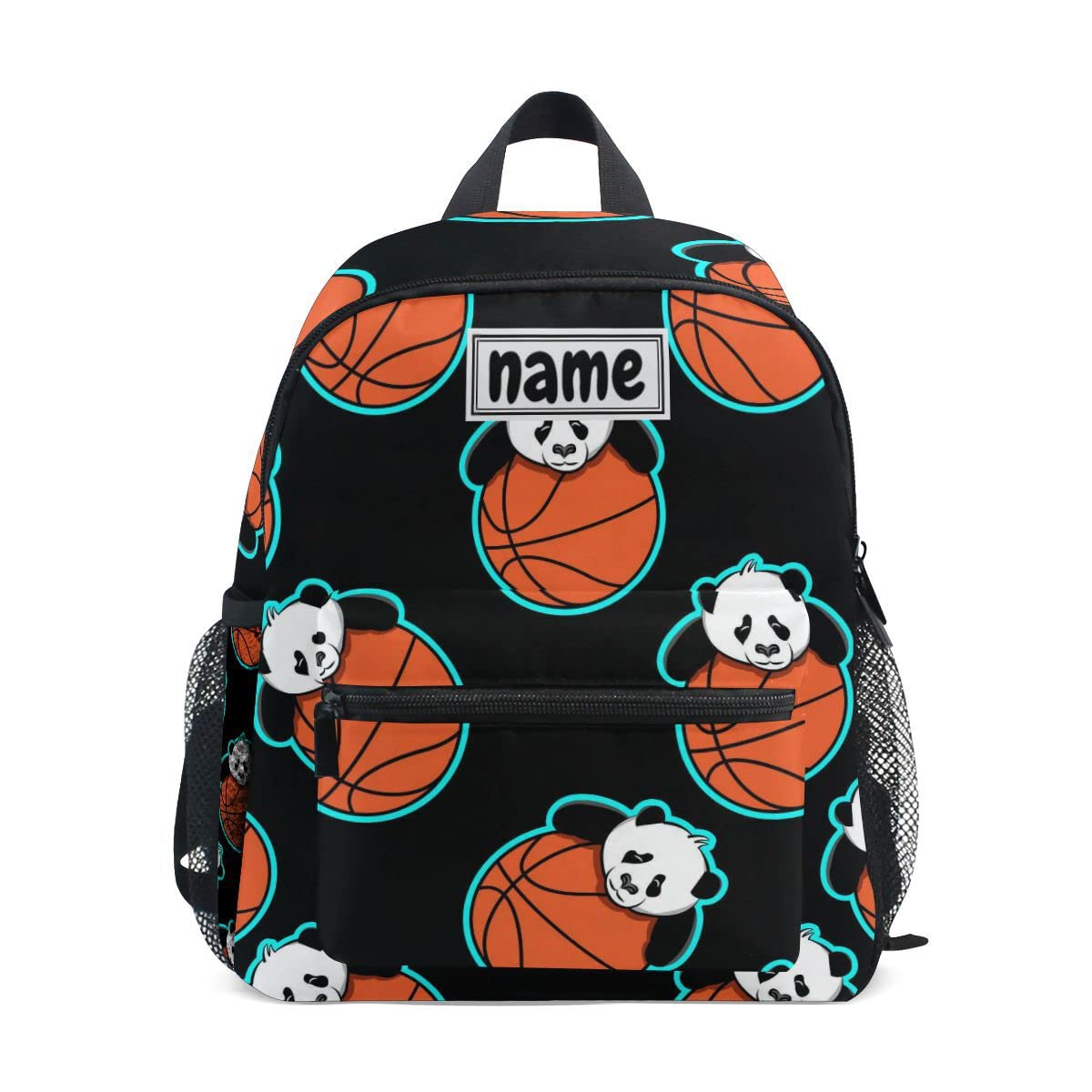 Glaphy Custom Kid's Name Backpack Panda Sport Basketball Toddler Backpack for Daycare Travel Personalized Name Preschool Bookbag for Boys Girls