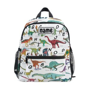 glaphy custom kid's name backpack dinosaurs alphabet toddler backpack for daycare travel personalized name preschool bookbags for boys girls