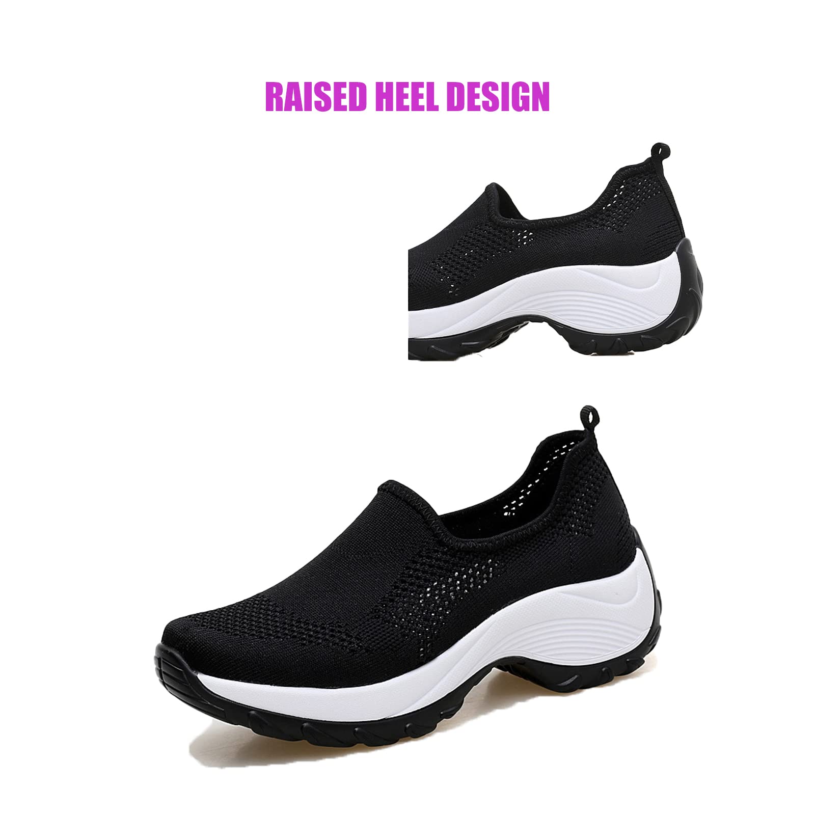 Women's Mesh Orthopedic Slip On Sock Sneakers Fashion Platform Work Shoe Lace Arch Support Casual Walking Shoes (Purple,4.5)