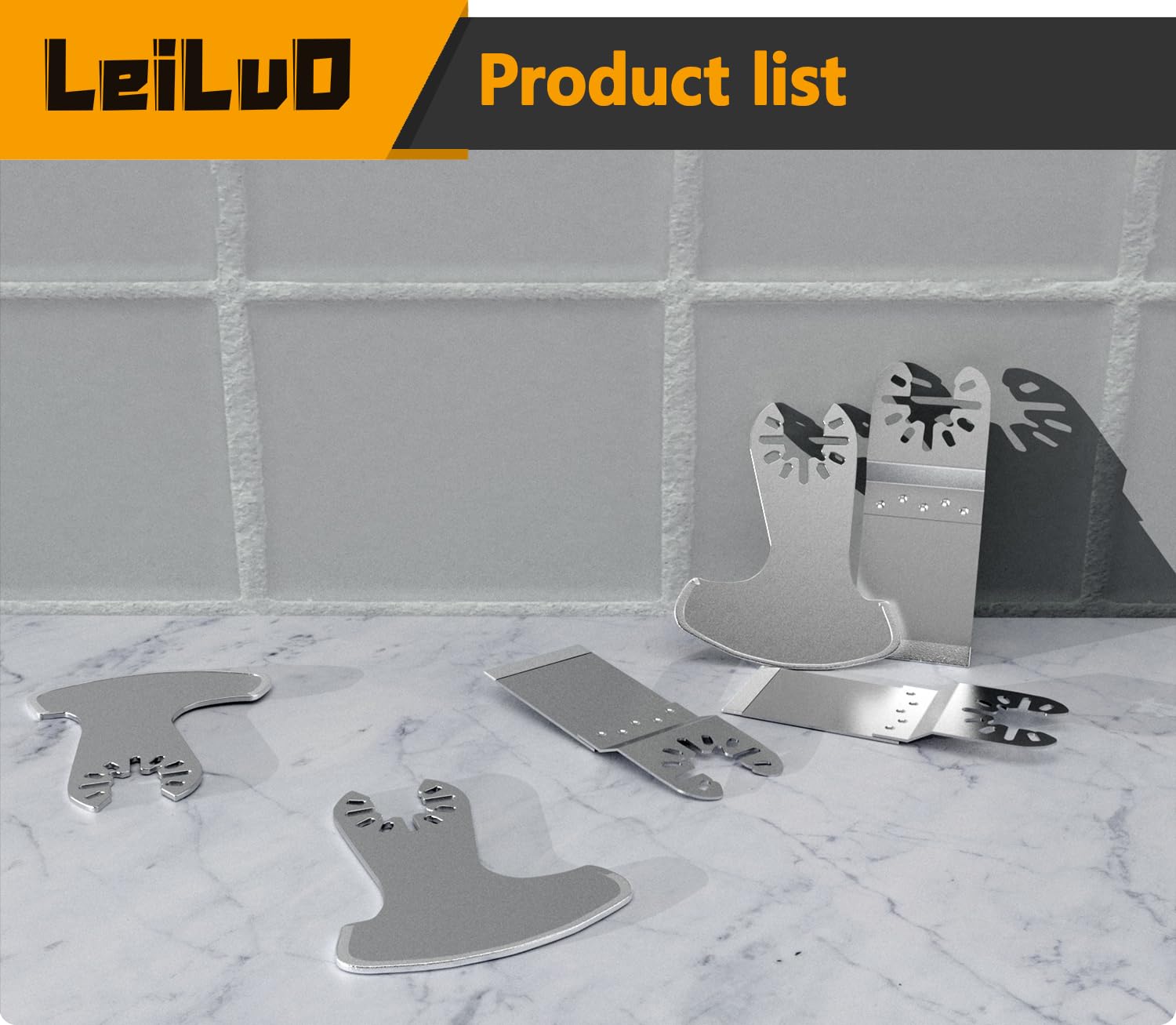 LEILUO Oscillating Multi Tool Blades 5 Pack Diamond Multitool Blades for Grout Removal Fit DeWalt Milwaukee Makita Ryobi and More