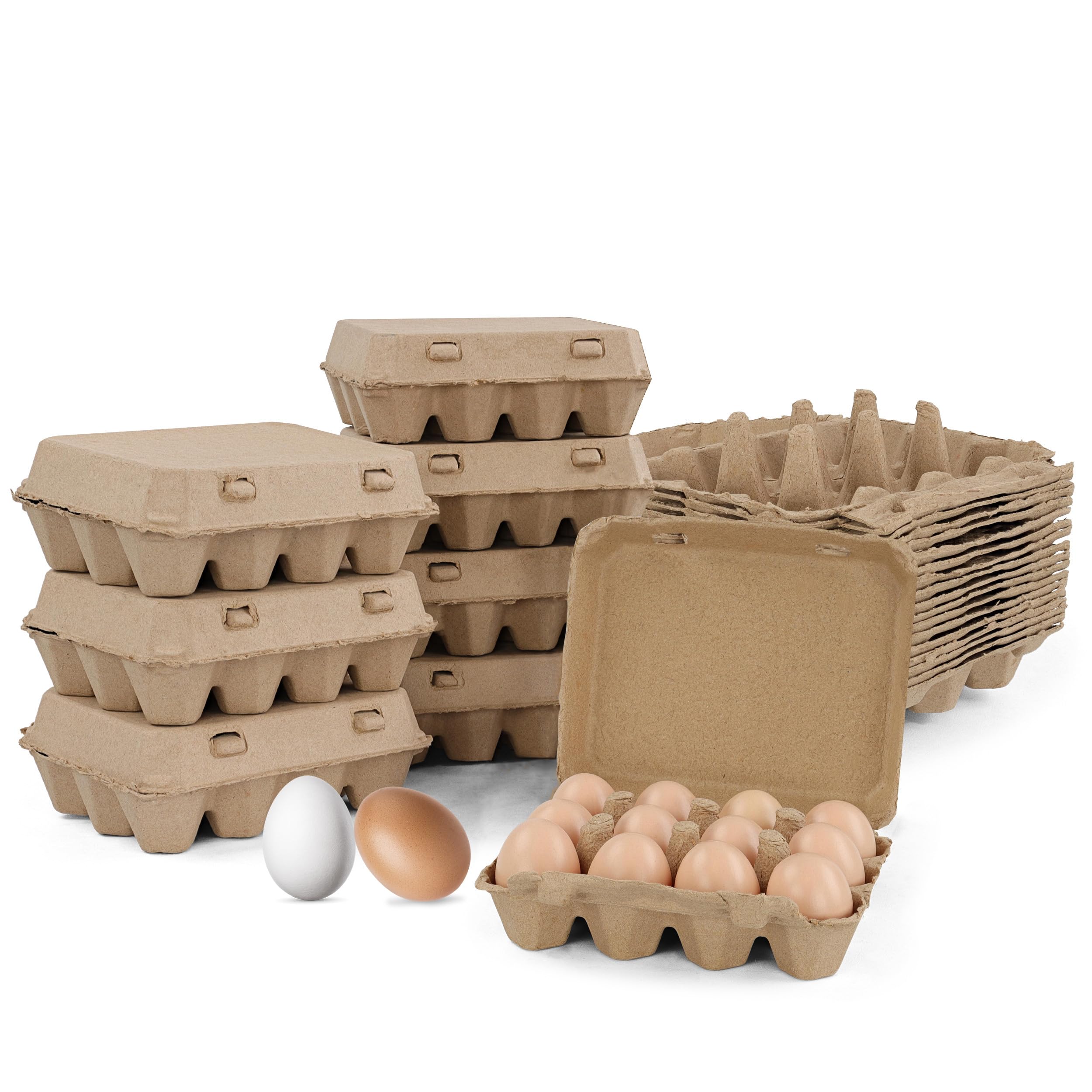 Ruralty Paper Egg Cartons for Chicken Eggs 25 Pack - Holds Dozen Jumbo Egg Cartons Bulk - Vintage 3x4 Flat Top Egg Cartons Made from Recycled Paper Pulp - Easily Personalized Blank Egg Cartons Bulk