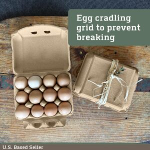 Ruralty Paper Egg Cartons for Chicken Eggs 25 Pack - Holds Dozen Jumbo Egg Cartons Bulk - Vintage 3x4 Flat Top Egg Cartons Made from Recycled Paper Pulp - Easily Personalized Blank Egg Cartons Bulk