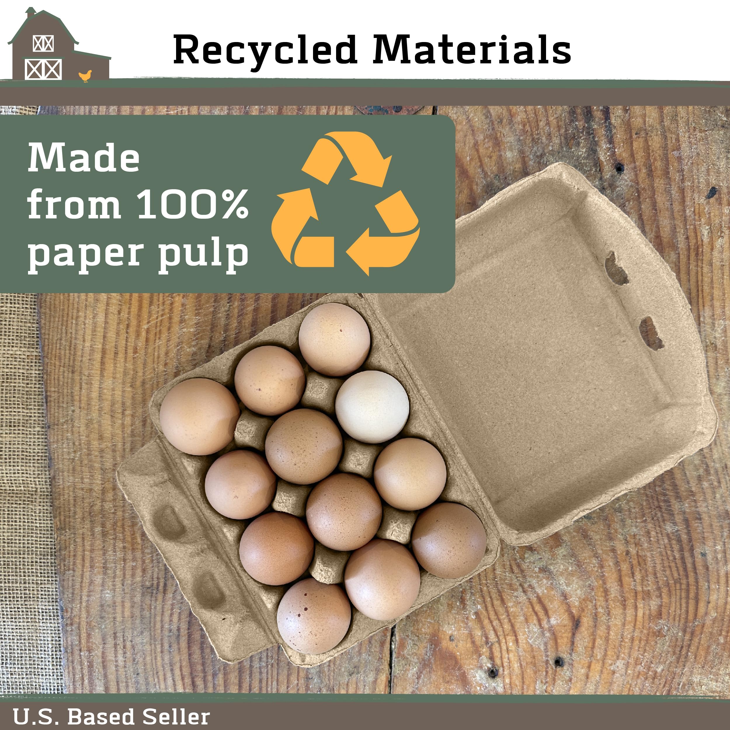 Ruralty Paper Egg Cartons for Chicken Eggs 25 Pack - Holds Dozen Jumbo Egg Cartons Bulk - Vintage 3x4 Flat Top Egg Cartons Made from Recycled Paper Pulp - Easily Personalized Blank Egg Cartons Bulk