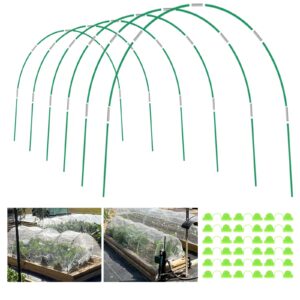jckhxg garden hoops for raised bed, 6 sets of 8ft long greenhouse hoops grow tunnel, rust-free fiberglass support hoops frame for netting, diy plant support garden stakes for row cover, 36pcs
