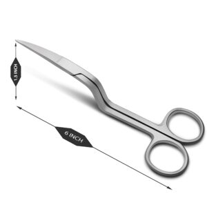 XTRM CRAFT 6 Inch Double Curved Scissors – Professional Grade, Multi-Purpose Precision Scissors for Crafting, Embroidery, and Dog Grooming