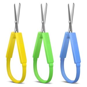 sokoweii loop scissors, adaptive design, preschool training scissors, mini squeeze scissors, lefty support, (3pcs)