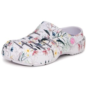 nautica women's clogs - athletic sports sandal - water shoes slip-on with adjustable back strap with open slits - beach sports summer shoe-river edge-lily print-10