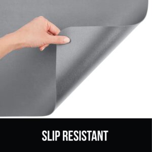 Gorilla Grip Wire Shelf Liner and Desk Protector Pad, Wire Shelf Liner Size 14x24 Pack 3, Hard Plastic, Desk Pad Size 31.5x15.75, Water Stain Resistant Faux Leather Mat, Both in Gray, 2 Item Bundle