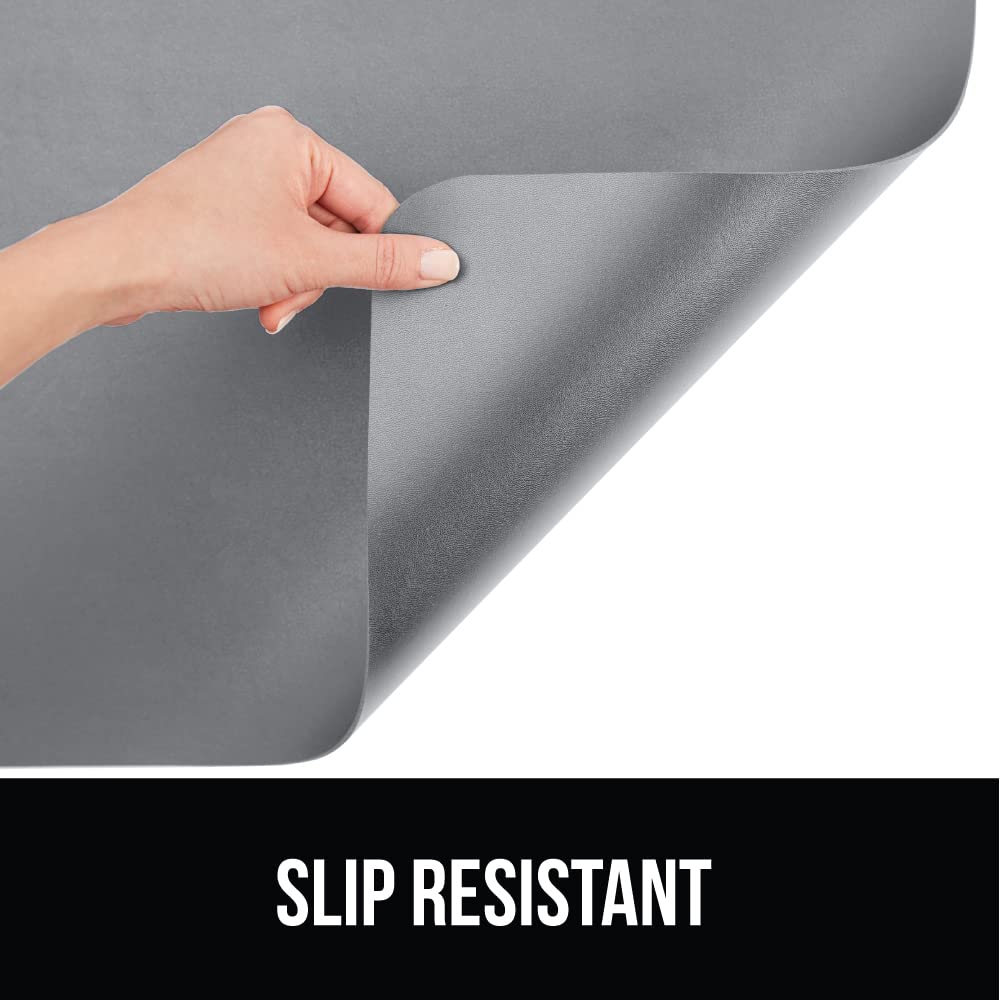 Gorilla Grip Wire Shelf Liner and Desk Protector Pad, Wire Shelf Liner Size 14x24 Pack 3, Hard Plastic, Desk Pad Size 31.5x15.75, Water Stain Resistant Faux Leather Mat, Both in Gray, 2 Item Bundle