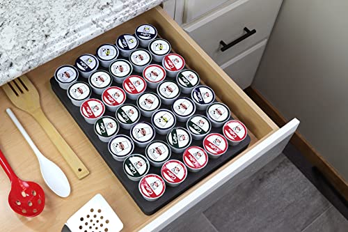 Polar Whale 2 Coffee Pod Storage Organizers Tray Drawer Insert for Kitchen Home Office Waterproof 10.9 x 14.9 Inches Holds 35 Compatible with Keurig K-Cup Durable Dark Gray Foam Made In The USA