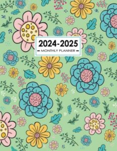 2024-2025 monthly planner: with holidays and events (large two years from january 2024 to december 2025) , flowers cover design