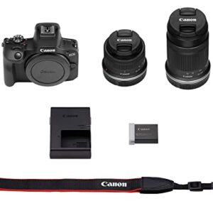 Canon EOS R100 RF-S18-45mm F4.5-6.3 is STM & RF-S55-210mm F5-7.1 is STM Lens Kit, Mirrorless Camera, RF Mount, 24.1 MP, Continuous Shooting, Full HD Video, 4K, Lightweight, Wi-Fi, Content Creation