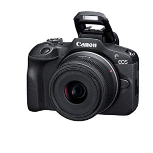 Canon EOS R100 RF-S18-45mm F4.5-6.3 is STM & RF-S55-210mm F5-7.1 is STM Lens Kit, Mirrorless Camera, RF Mount, 24.1 MP, Continuous Shooting, Full HD Video, 4K, Lightweight, Wi-Fi, Content Creation