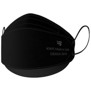 breatheze kn95 face masks made in usa fda registered - disposable kn95 mask - 3d style, 10-pack black